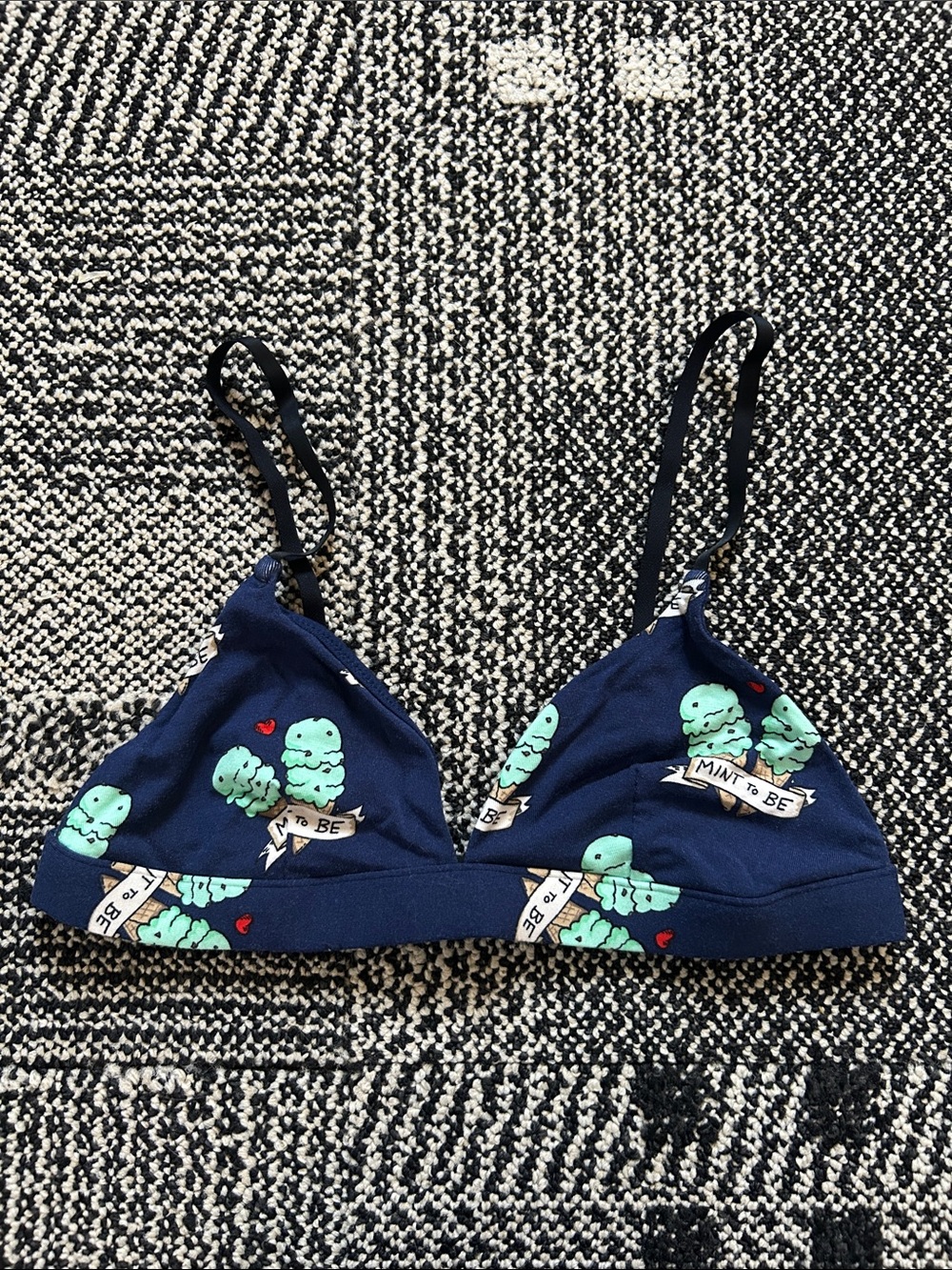 MeUndies Navy Blue UltraModal FeelFree Triangle Bralette with Ice Cream Print